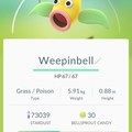 APP, Pokémon GO, 寶可夢資料, #070 口呆花/Weepinbell