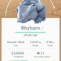 APP, Pokémon GO, 寶可夢資料, #111 鐵甲犀牛/Rhyhorn