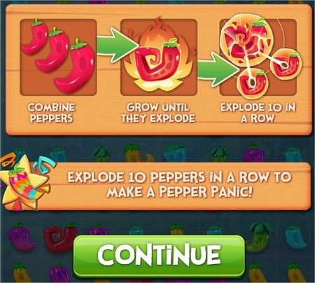 Pepper Panic Saga, goal, Explode peppers
