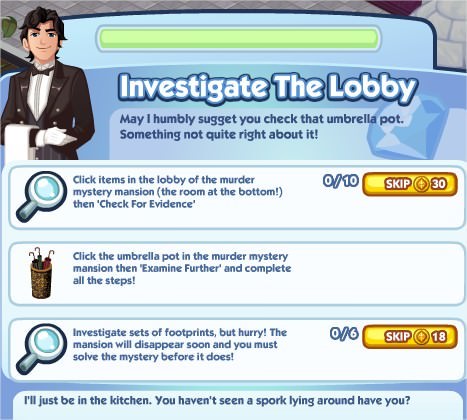 The Sims Social, Investigate The Lobby