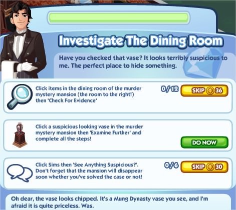The Sims Social, Investigate The Dining Room