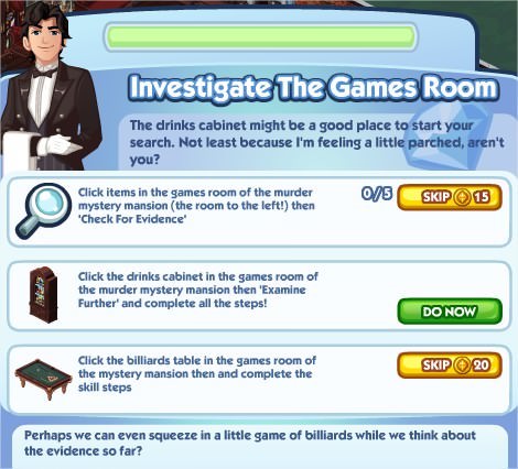 The Sims Social, Investigate The Games Room