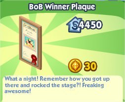 The Sims Social, Bob Winner Plaque