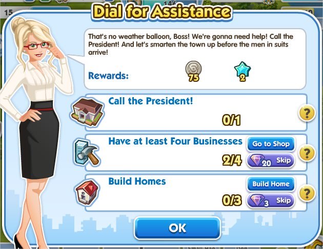 SimCity Social, Dial for Assistance