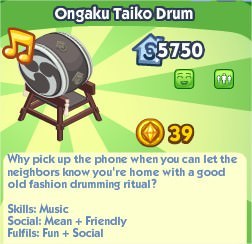 The Sims Social, Ongaku Taiko Drum