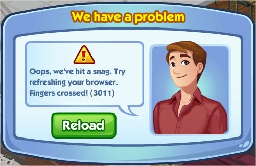 The Sims Social, Error 3011