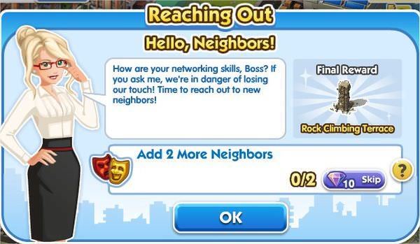 SimCity Social, Hello, Neighbors!