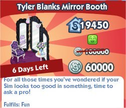 The Sims Social, Tyler Blanks Mirror Booth