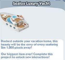 The Sims Social, Sealox Luxury Yacht
