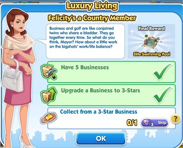 SimCity Social, Felicity's a Country Member