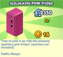 The Sims Social, JuzLukAtmi PINK Fridge