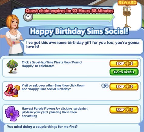 The Sims Social, Happy Birthday Sims Social!