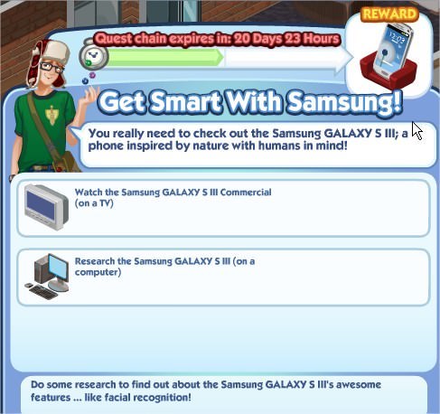 The Sims Social, Get Smart With Samsung! 1