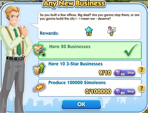 SimCity Social, Any New Business