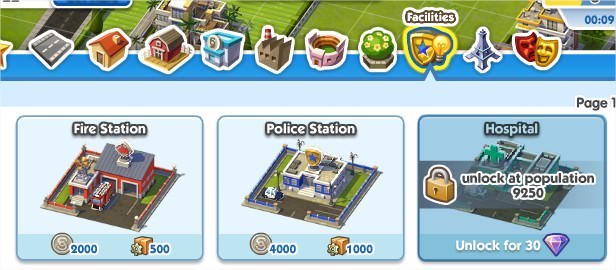 SimCity Social, Facilities（公共設施）