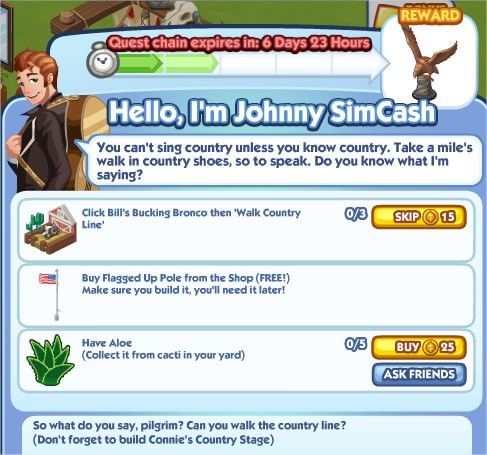 The Sims Social, Hello, I'm Johnny SimCash 2