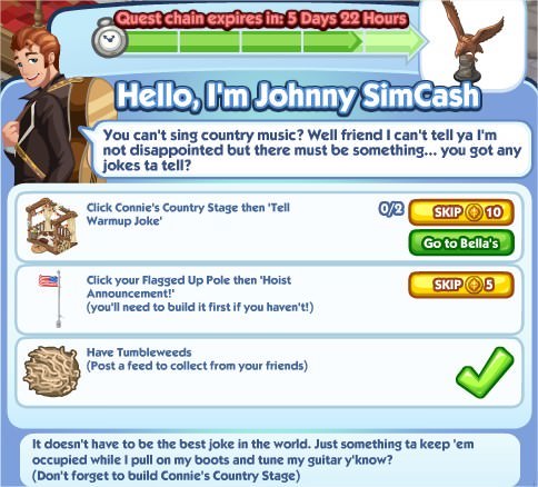 The Sims Social, Hello, I'm Johnny SimCash 5