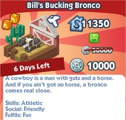 The Sims Social, Bill's Bucking Bronco