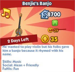 The Sims Social, Benjie's Banjo