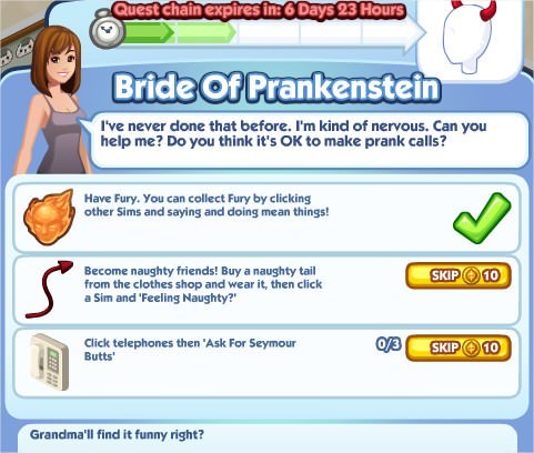 The Sims Social, Bride Of Prankenstein 2