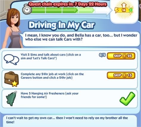 The Sims Social, Driving In My Car 4