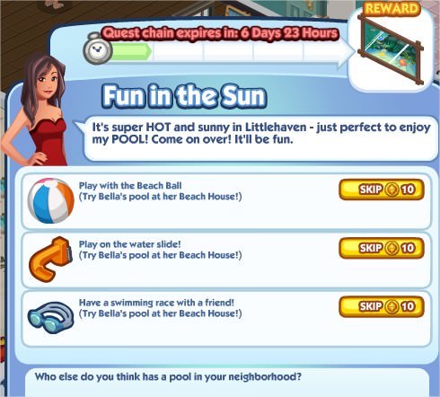 The Sims Social, Fun in the Sun 1