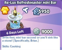 The Sims Social, Re-Lux RefreshMaster Mini Bar