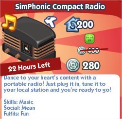 The Sims Social, SimPhonic Compact Radio