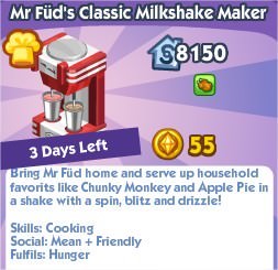 The Sims Social, Mr Füd’s Classic Milkshake Maker
