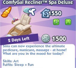 The Sims Social, ComfyGal Recliner™ Spa Deluxe