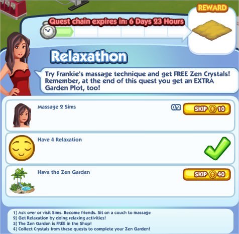 The Sims Social, Relaxathon 1