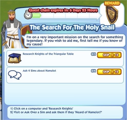 The Sims Social, The Search For The Holy Snail 1