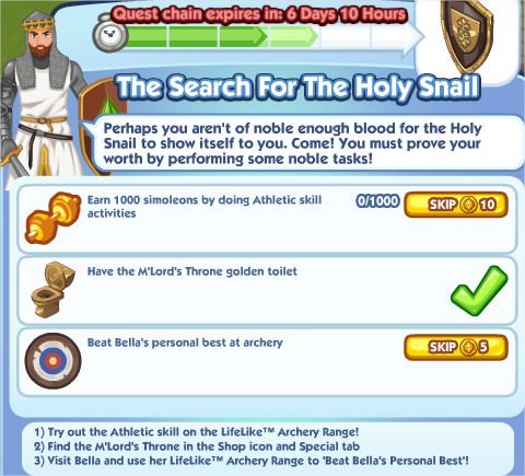 The Sims Social, The Search For The Holy Snail 4
