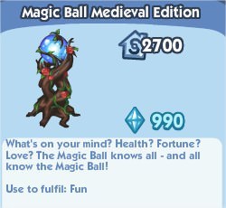The Sims Social, Magic Ball Medieval Edition