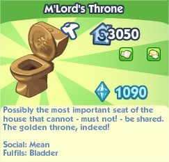 The Sims Social, M'Lord's Throne