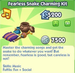 The Sims Social, Fearless Snake Charminh Kit