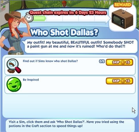 The Sims Social, Who Shot Dallas 1