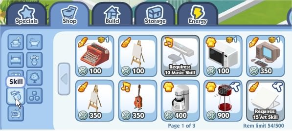 The Sims Social, skills