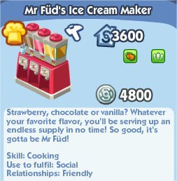 The Sims Social, Mr Füd’s Ice Cream Maker