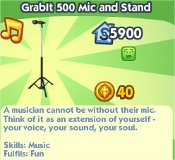 The Sims Social, Grablt 500 Mic and Stand