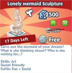 The Sims Social, Lonely Mermaid Sculpture