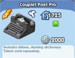The Sims Social, Couplet Poet Pro