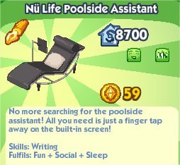 The Sims Social, Nü Life Poolside Assistant