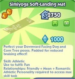The Sims Social, Simiyoga Soft-Landing Mat
