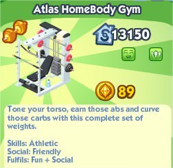 The Sims Social, Atlas HomeBody Gym