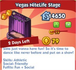 The Sims Social, Vegas NiteKife Stage