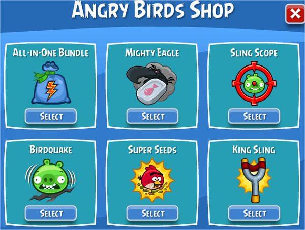 Angry Birds on Facebook, Shop