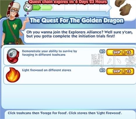 The Sims Social, The Quest For The Golden Dragon