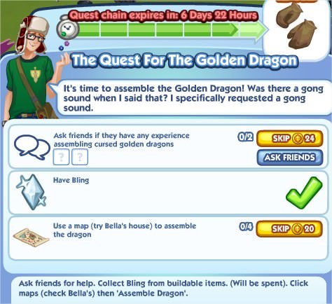 The Sims Social, The Quest For The Golden Dragon