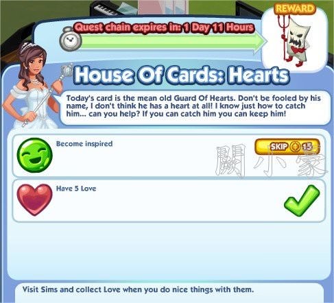 The Sims Social, House Of Cards: Hearts